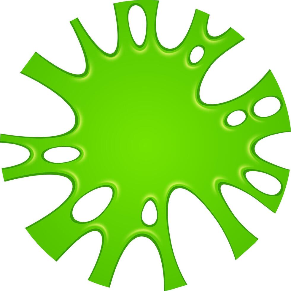 Bright green slime splashing against a white background, creating a playful and messy scene with various sized holes, evoking a fun and vibrant atmosphere vector