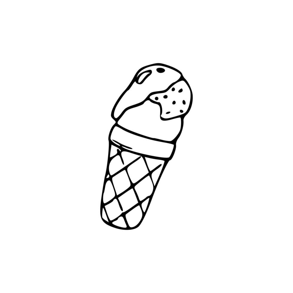 Ice cream cone doodle illustration vector