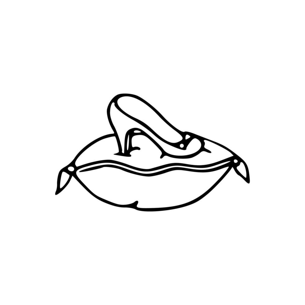 A drawing of a shoe on a pillow vector