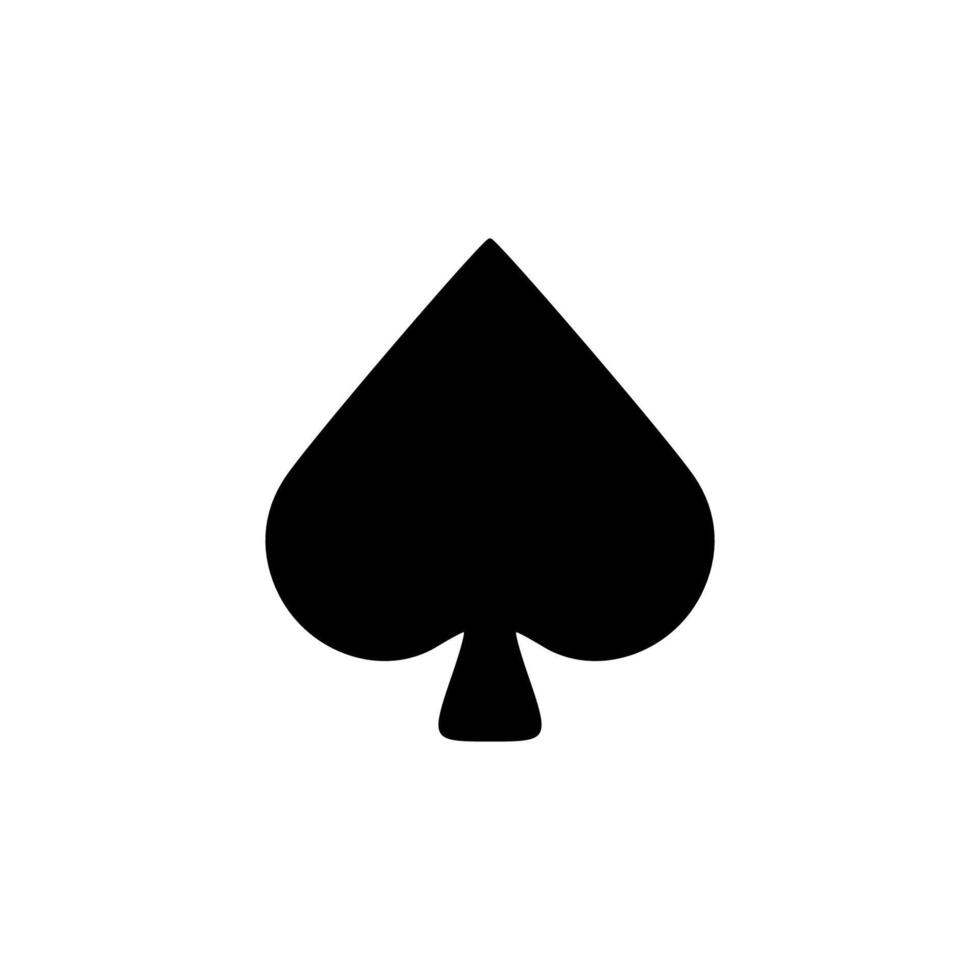 A black and white icon of a spade card vector