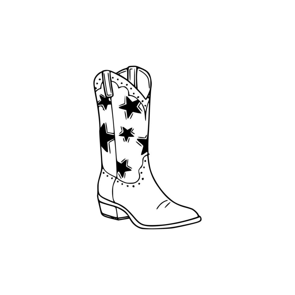 Cowboy boots coloring pages vector