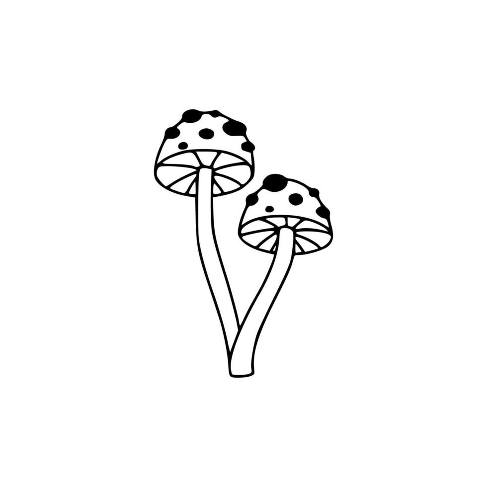 A black and white drawing of two mushrooms vector