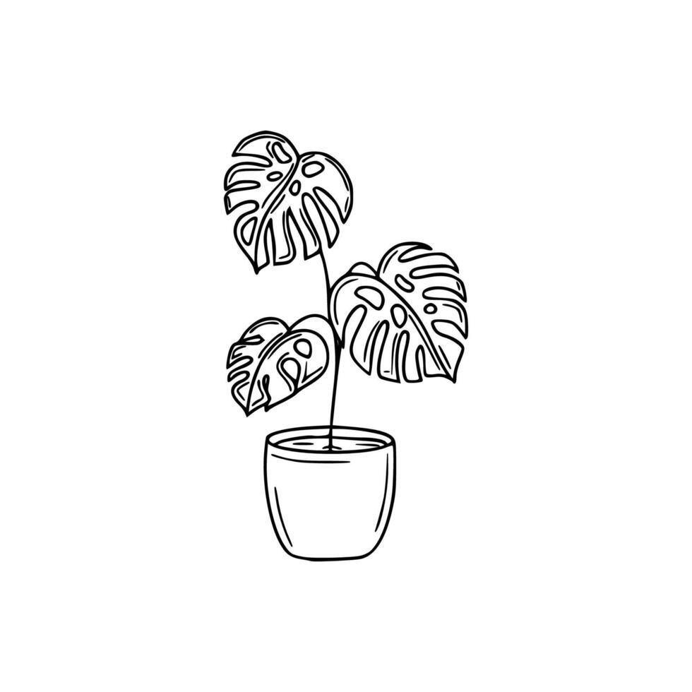 A drawing of a plant in a pot vector