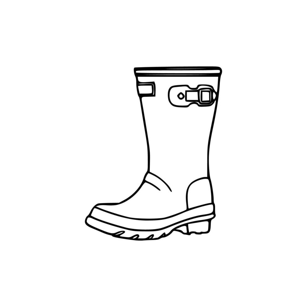A black and white drawing of a wellington boot vector