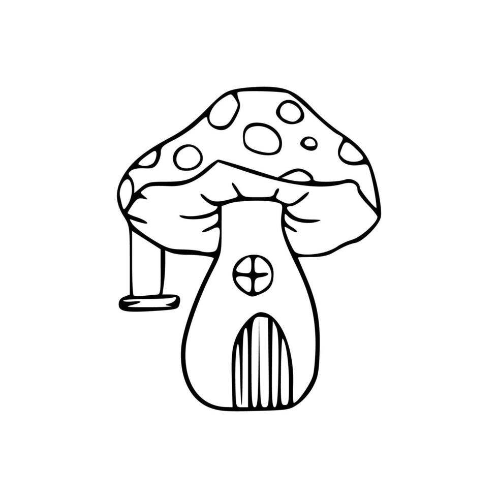 A mushroom house with a door and a door knob vector