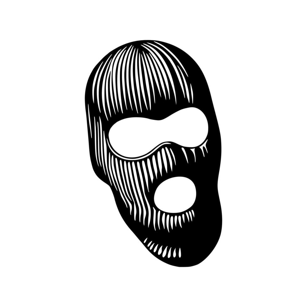 A black and white drawing of a ski mask vector
