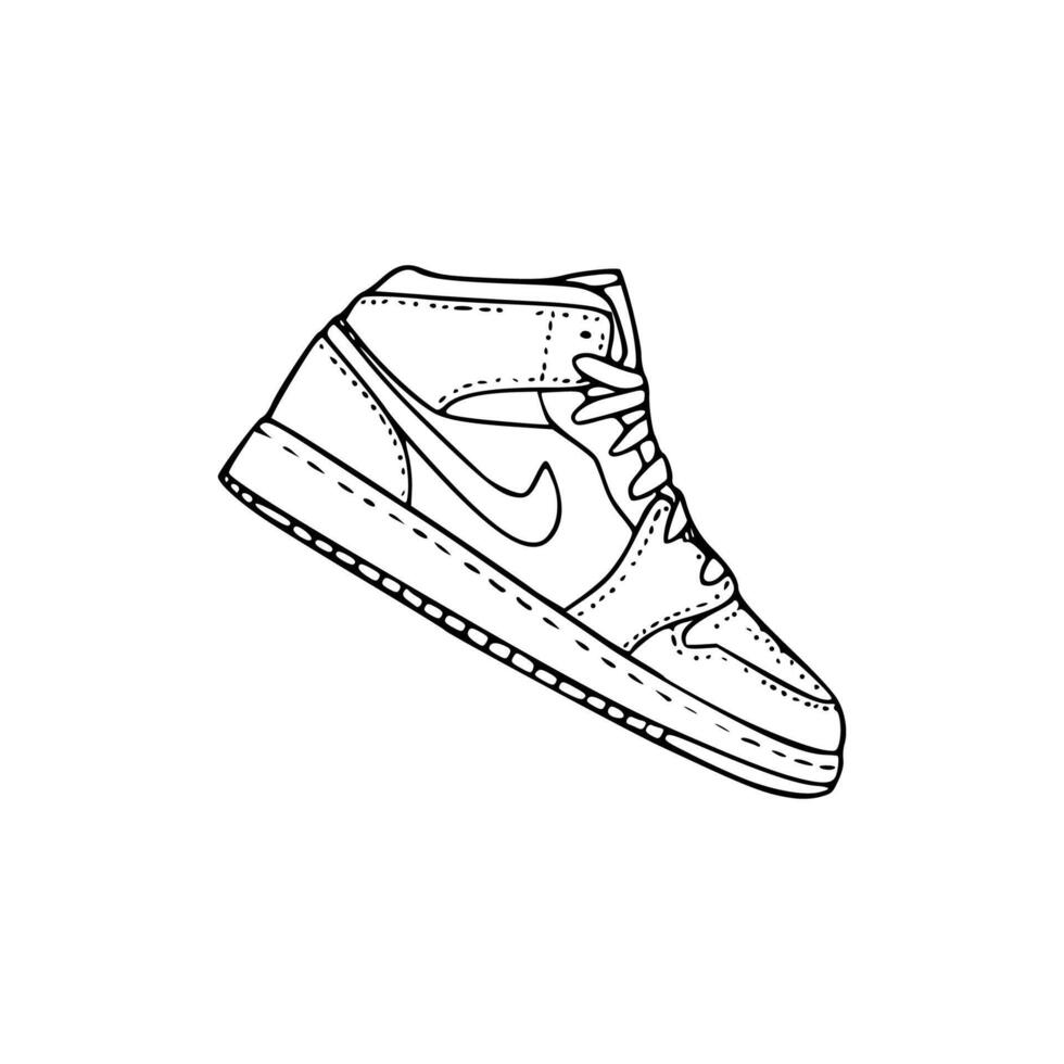 Air jordan 1 mid coloring pages vector