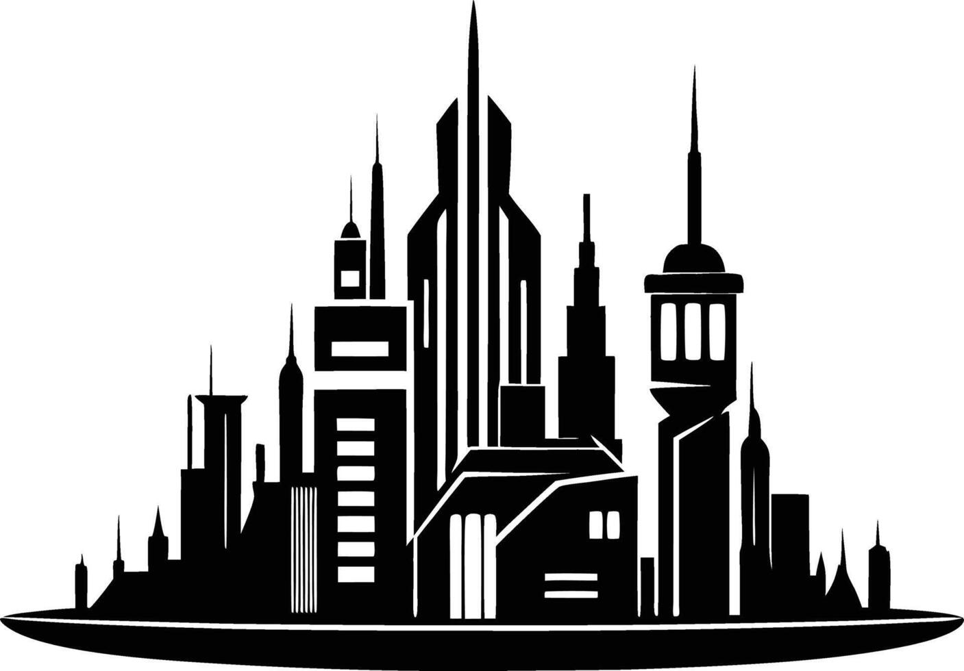 Futuristic cityscape silhouette art illustration design vector