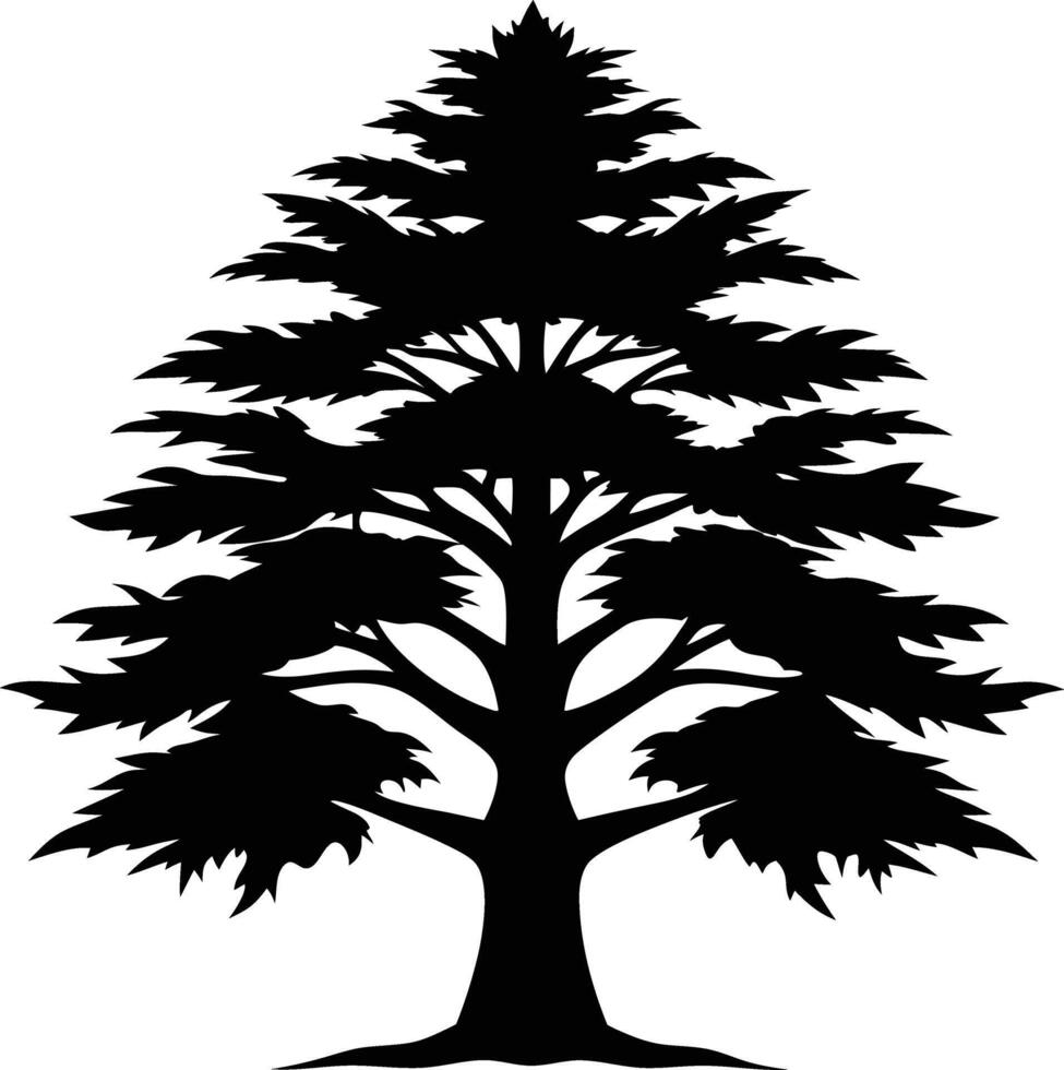 Cedar tree silhouette art illustration design of natural beauty vector