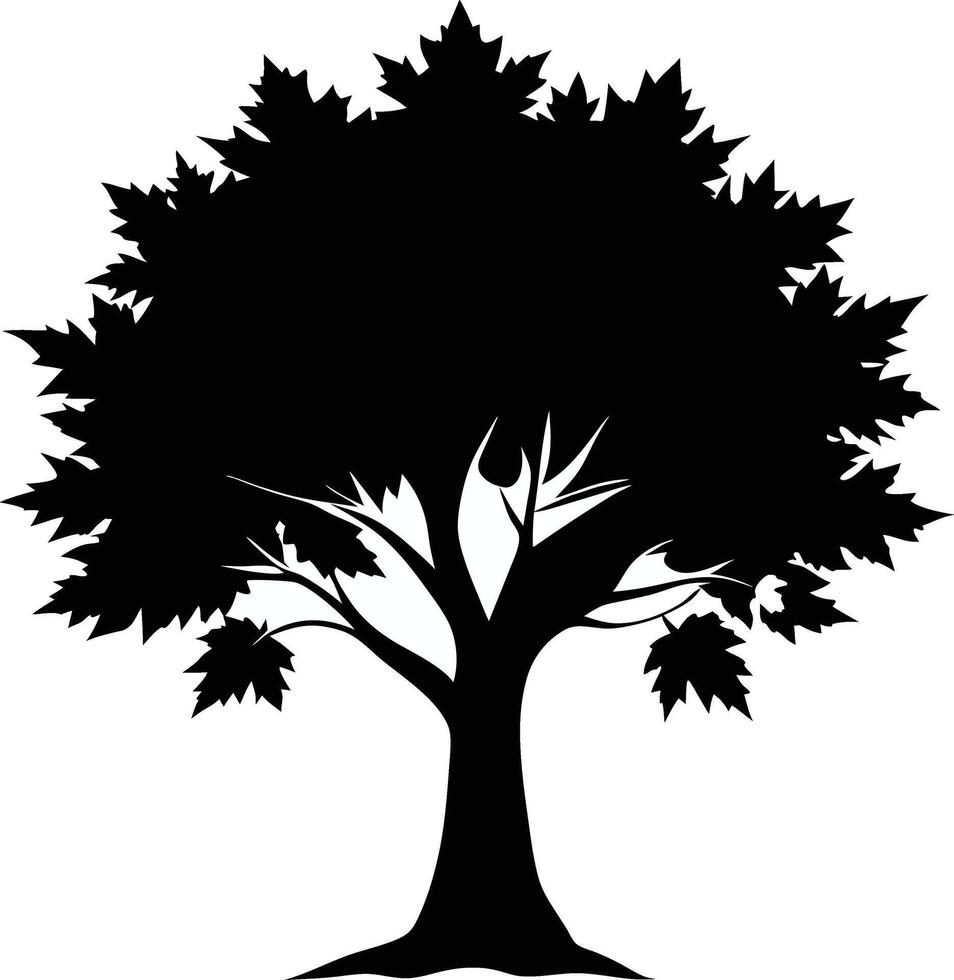 Maple tree silhouette art illustration design of natural beauty vector