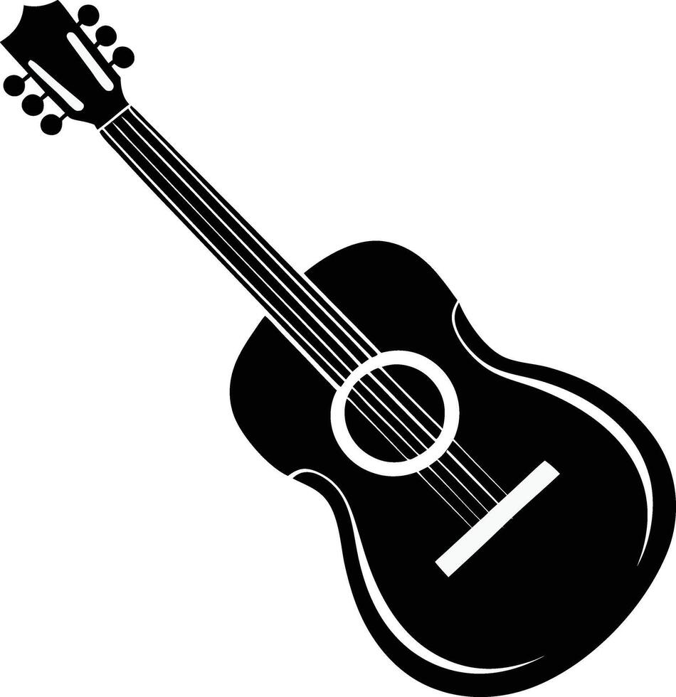 Music instrument of string guitar silhouette art illustration design vector