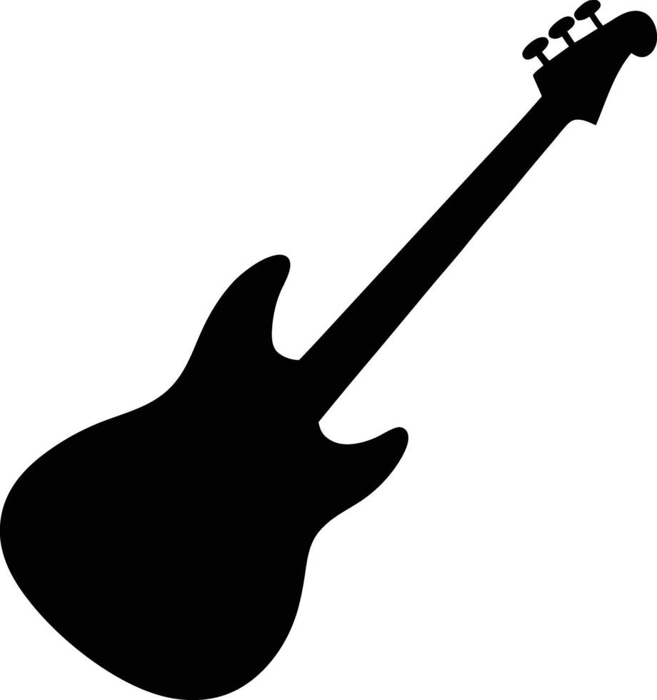 Music instrument of bass guitar silhouette art illustration design vector