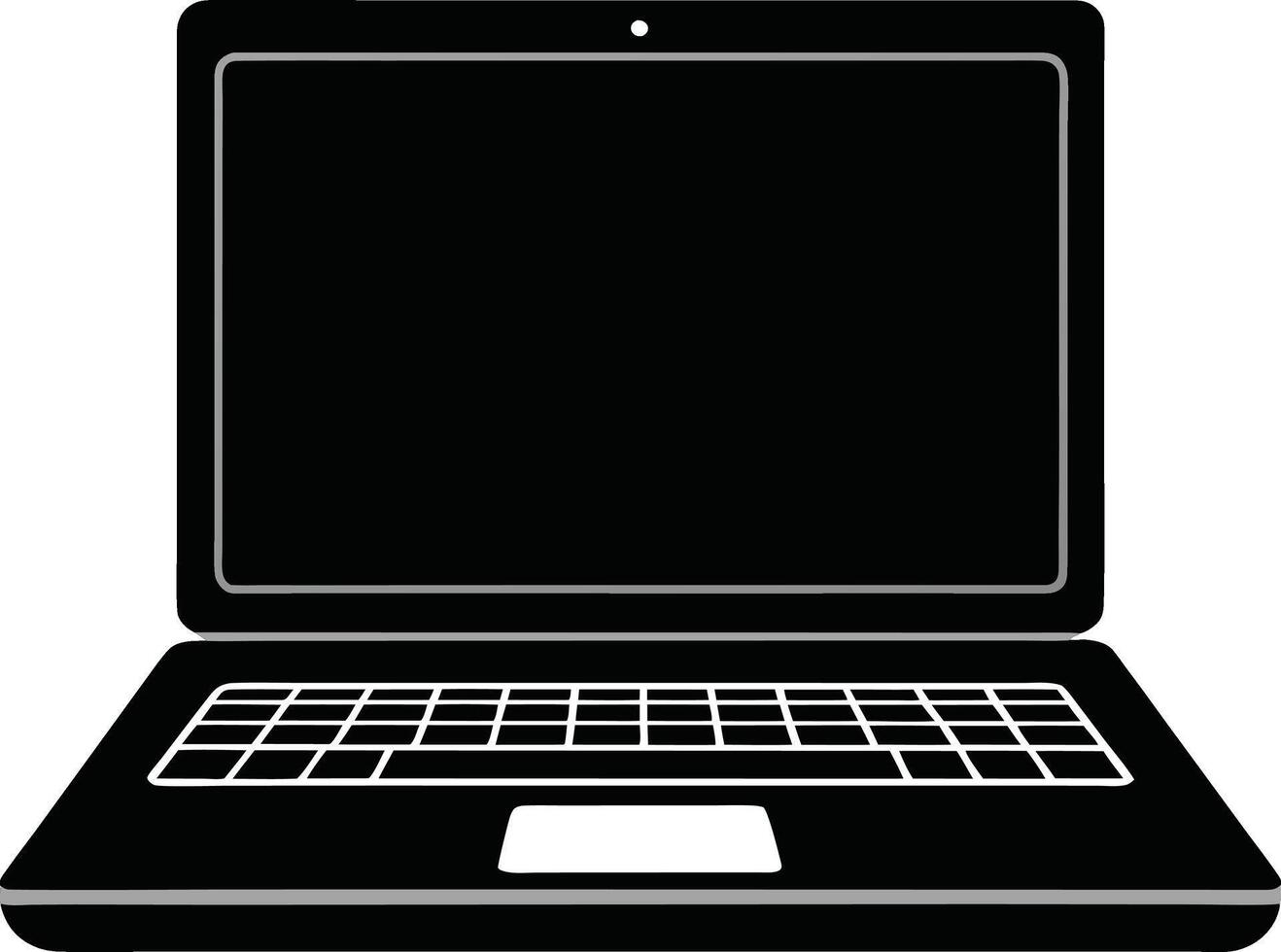 Front view a laptop silhouette art illustration design vector