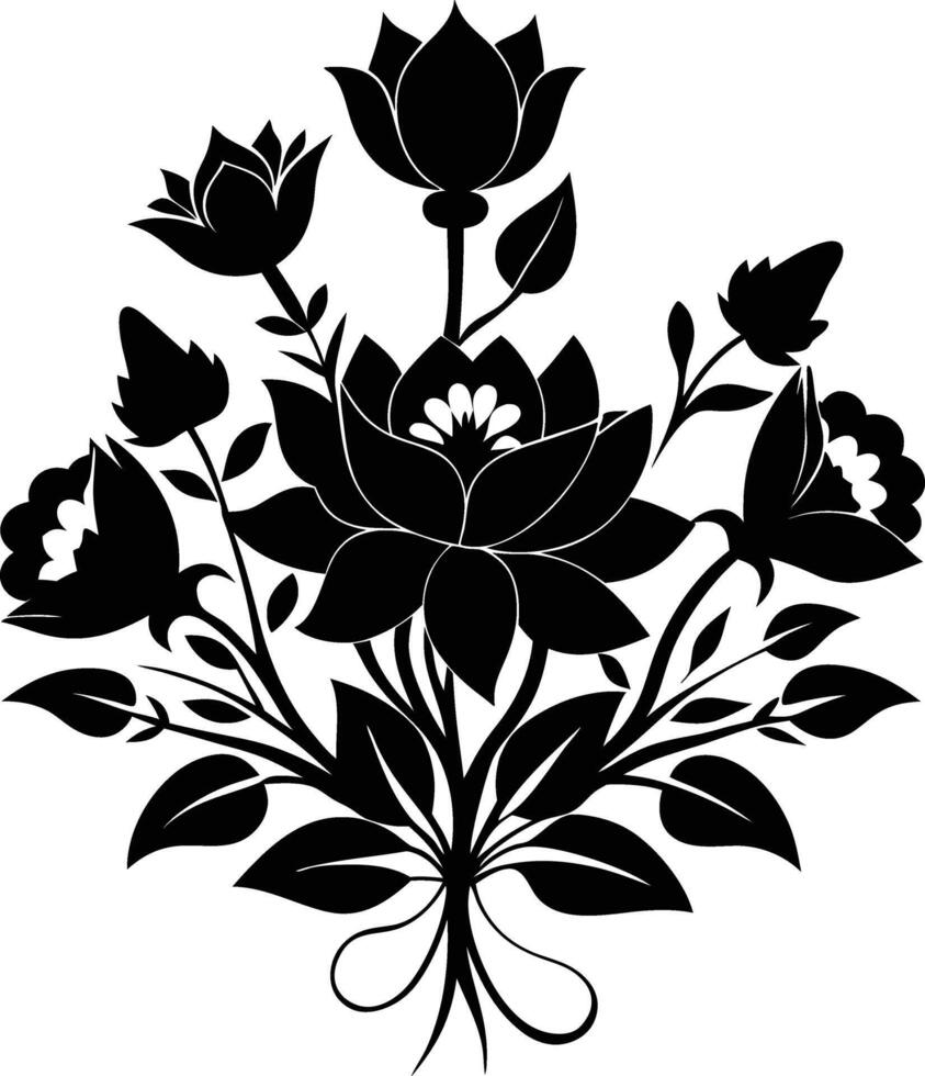 Abstract floral arrangement silhouette art illustration design vector