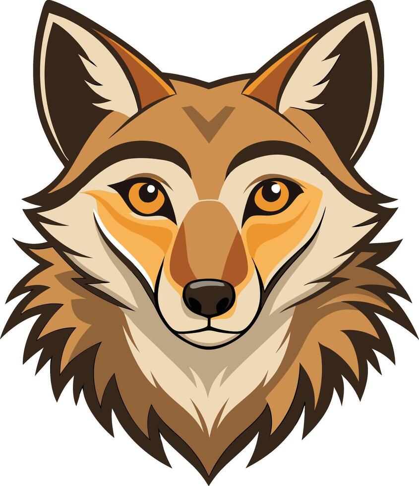 A coyote head art colorful illustration design on a wildlife forest animal vector