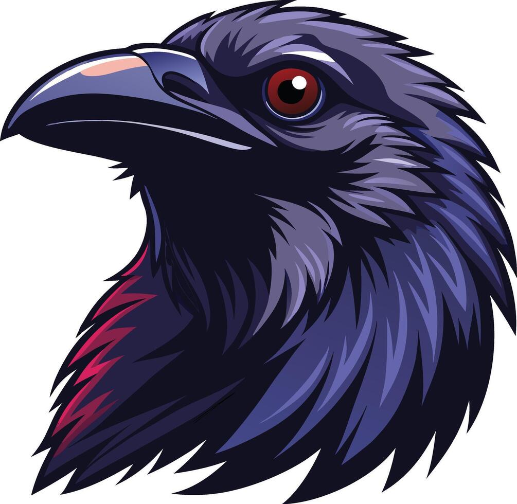 A raven head art colorful illustration design on a wildlife forest animal vector