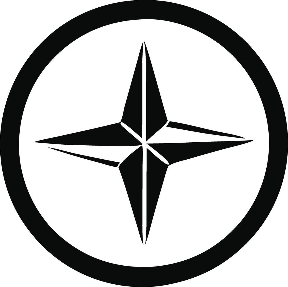 Compass navigation Icon and logo silhouette art illustration design vector