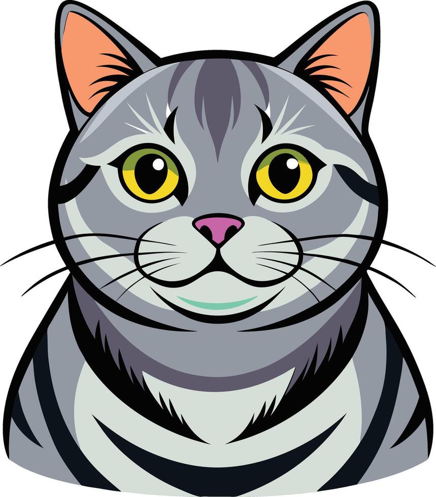 Colorful Scottish cat art illustration and graphics logo design vector