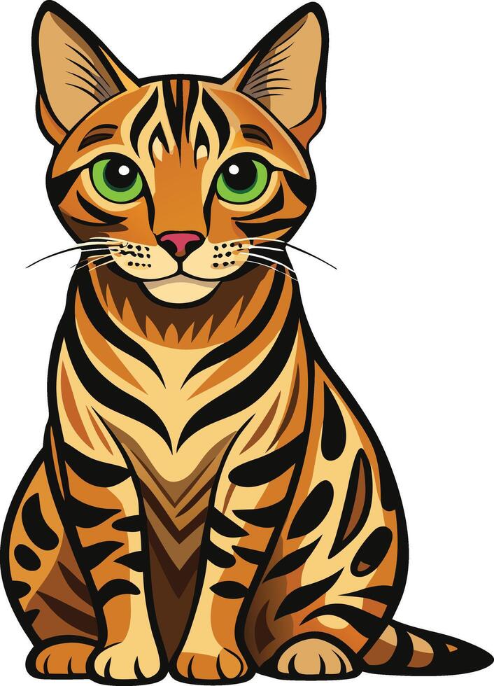 Bengal cat art icon and logo colorful illustration and graphics design vector