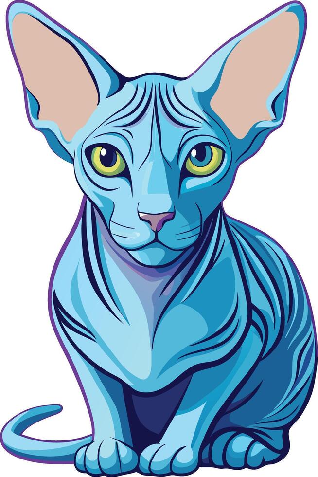 Colorful sphynx cat art illustration and graphics logo design vector