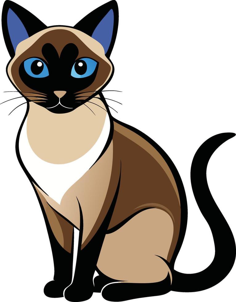 Siamese cat art icon and logo colorful illustration and graphics design vector