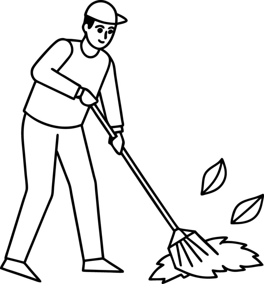 Cleaning line art illustration design vector
