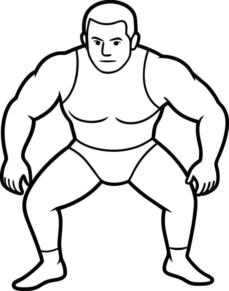 Wrestling line art illustration and outline design. vector