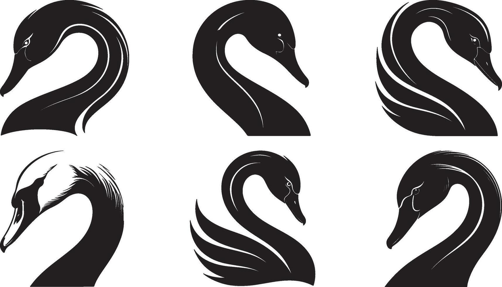 The animal of Swan Head silhouette illustration design, Icon and logo using black color. vector