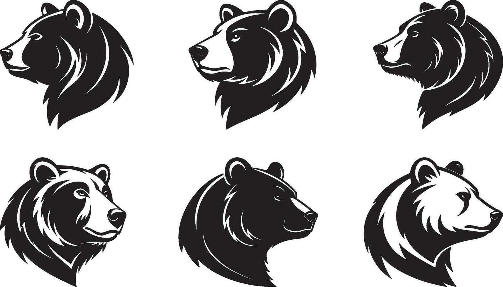 The animal of Bear Head silhouette illustration design, icon and logo using black color. vector