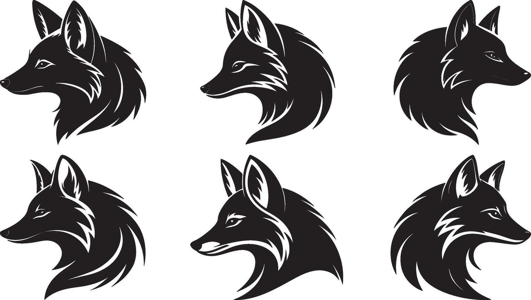 The animal of Arctic Fox Head silhouette illustration design, Icon and logo using black color vector