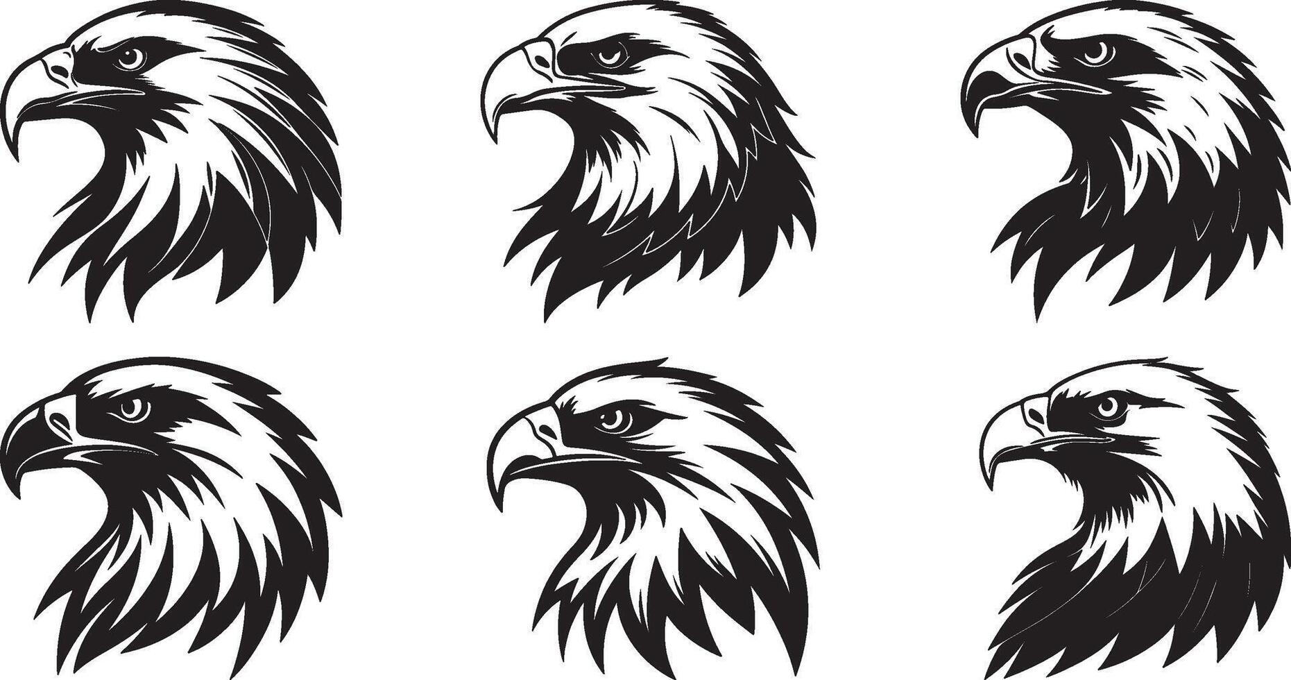 The animal of Eagle Head silhouette illustration design, Icon and logo using black color. vector
