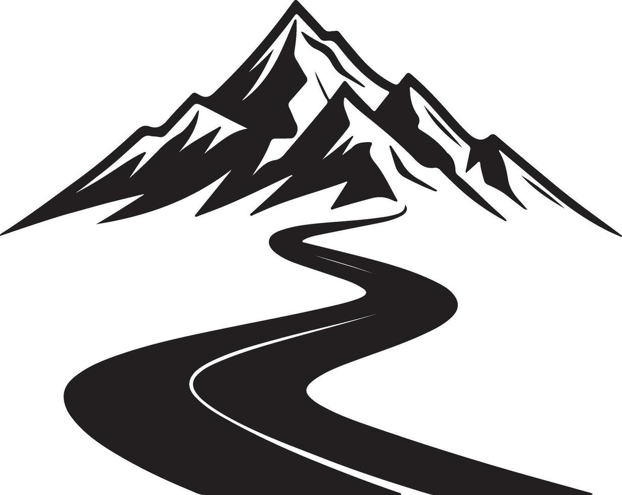 Mountain road silhouette illustration design vector