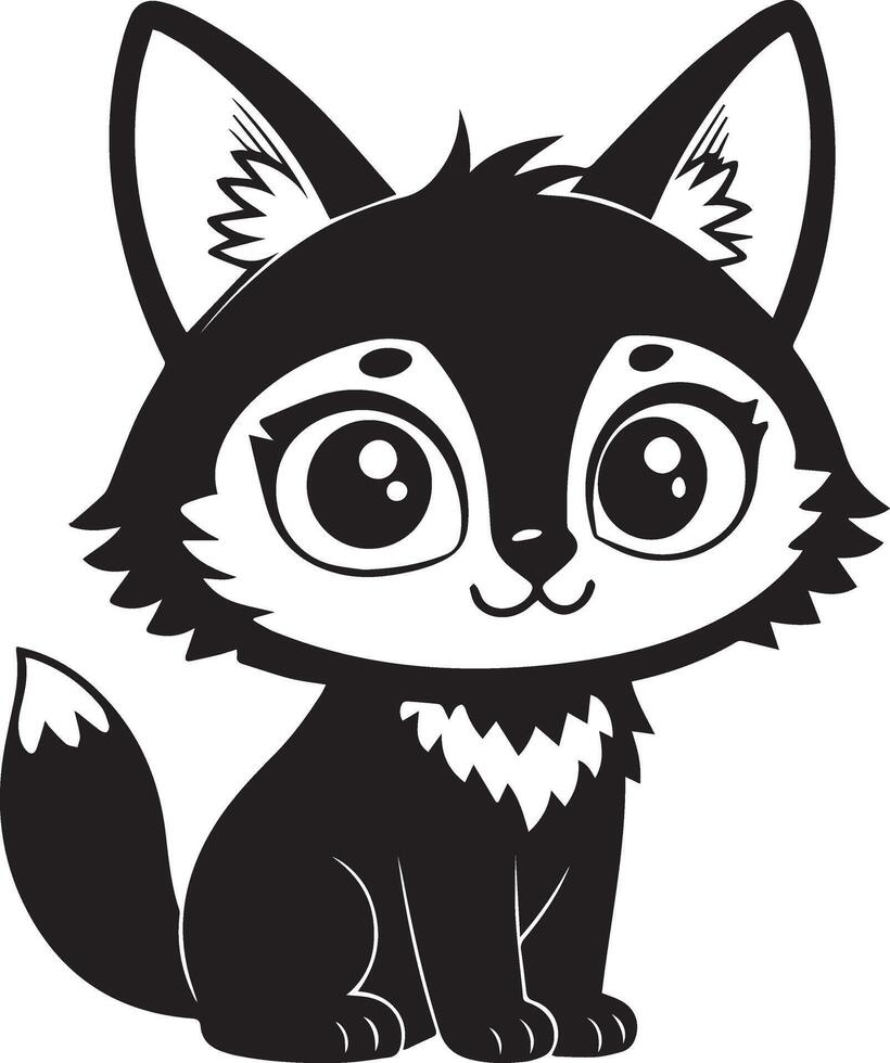 A cute kawaii lynx silhouette and illustration design vector