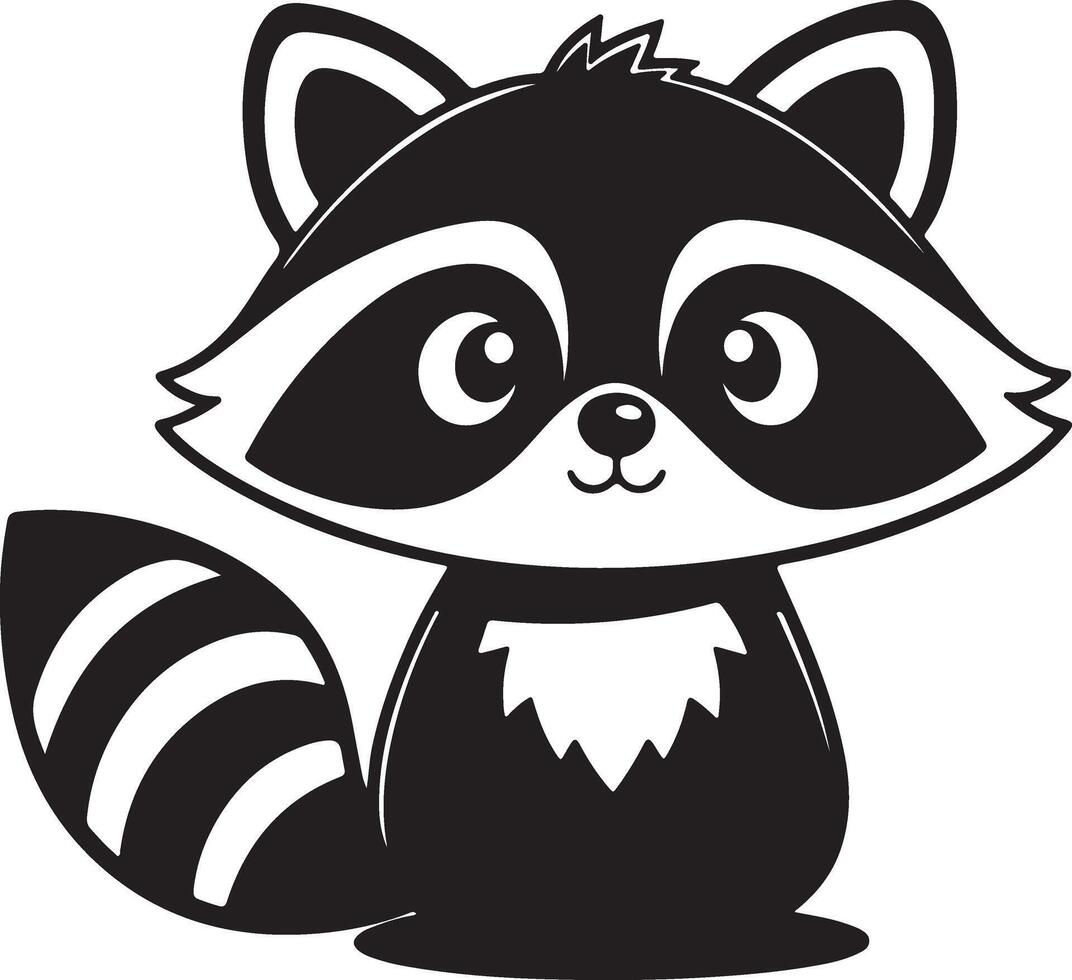 A cute kawaii raccoon silhouette and illustration design vector