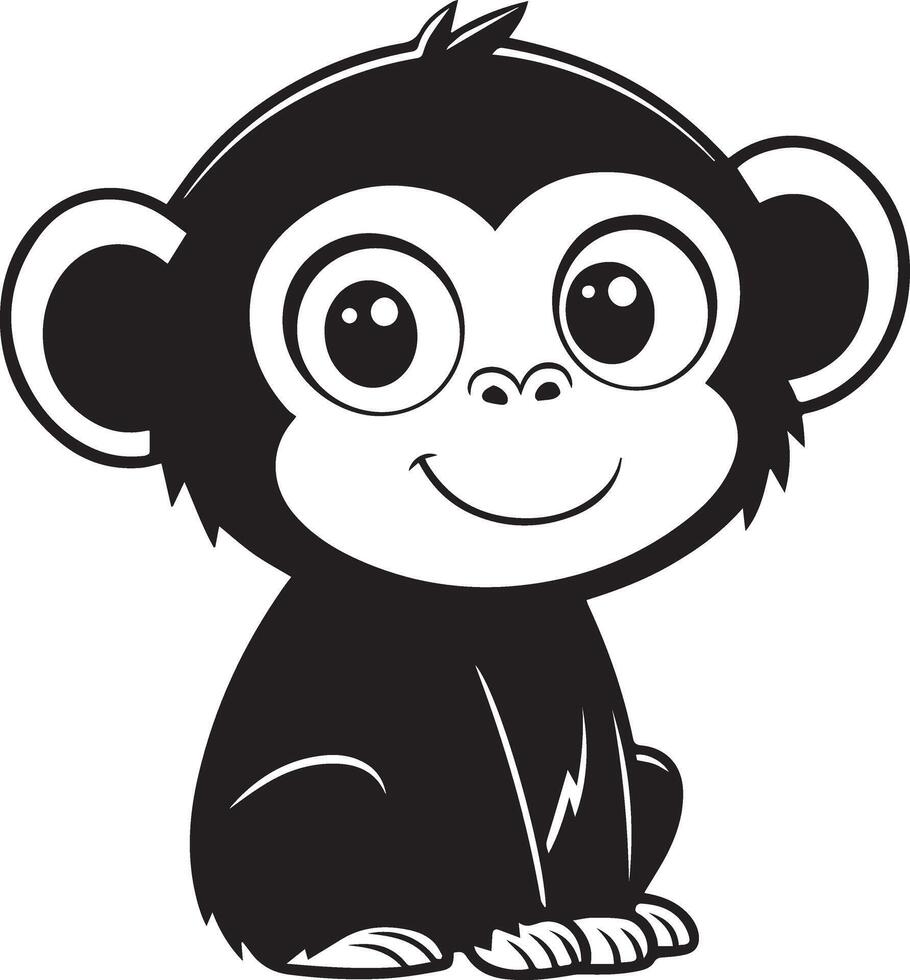 A cute kawaii chimpanzee silhouette and illustration design vector