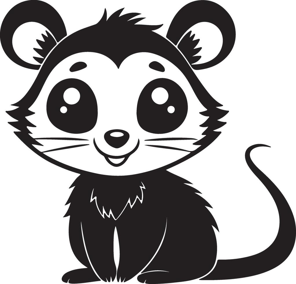 A cute kawaii opossum silhouette and illustration design. vector