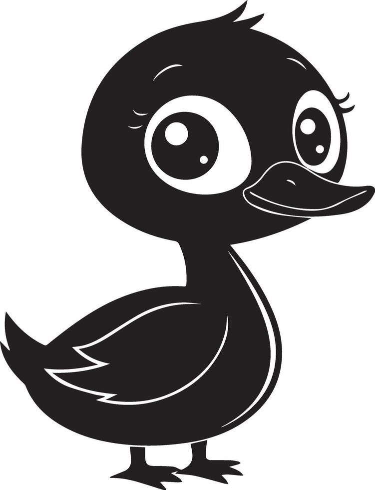 A cute kawaii goose silhouette and illustration design. vector