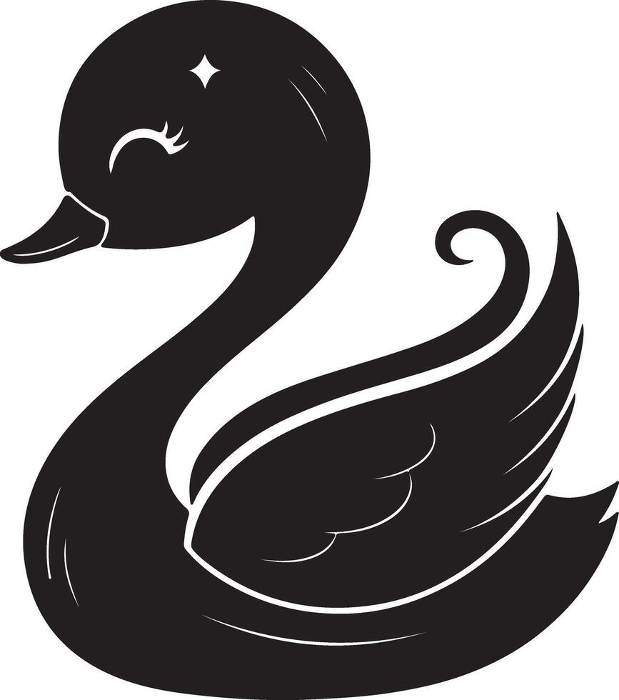 A cute kawaii swan silhouette and illustration design vector