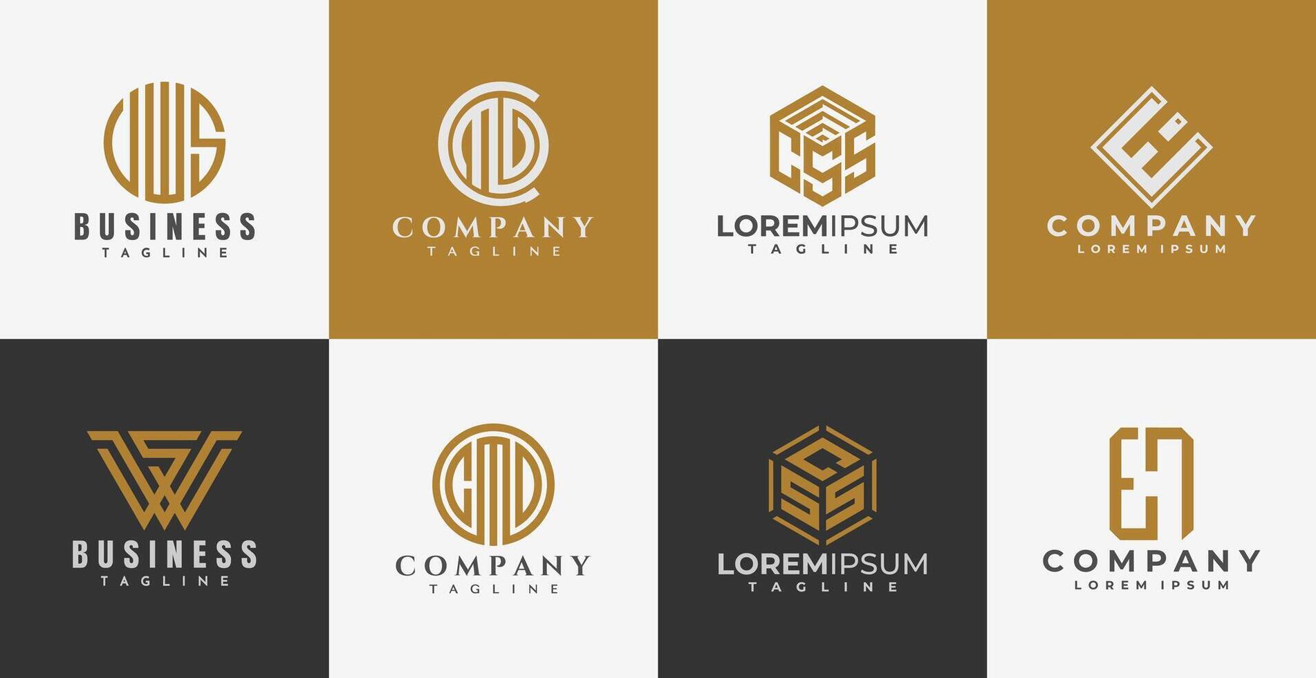 Modern line letter VWS CMD CSS EH logo set vector