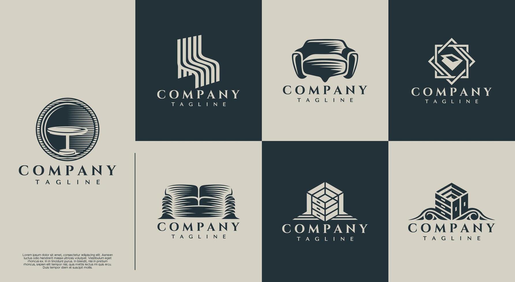 Luxury abstract furniture logo design set vector