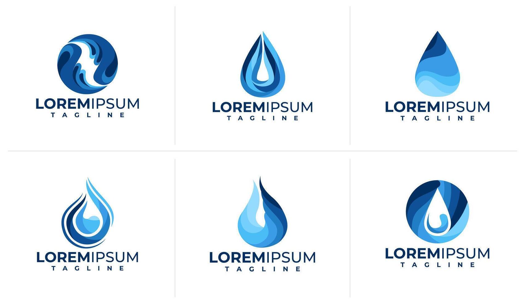 Set of colorful blue mineral water drop logo vector