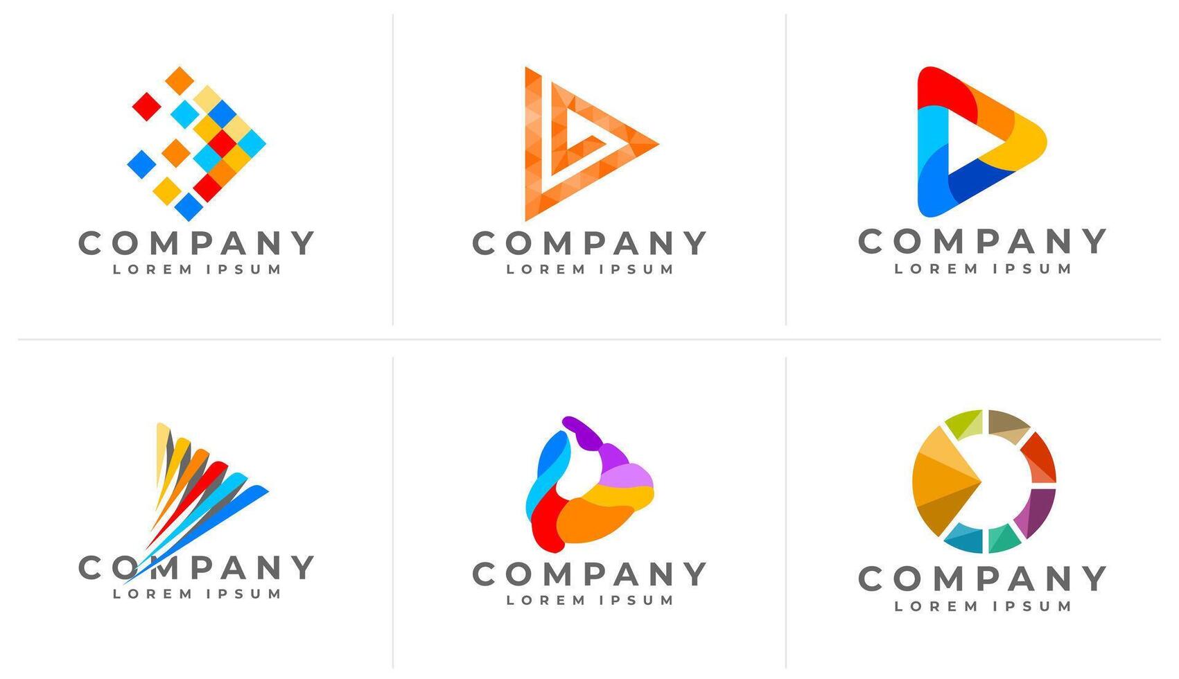 Colorful abstract play logo icon set vector