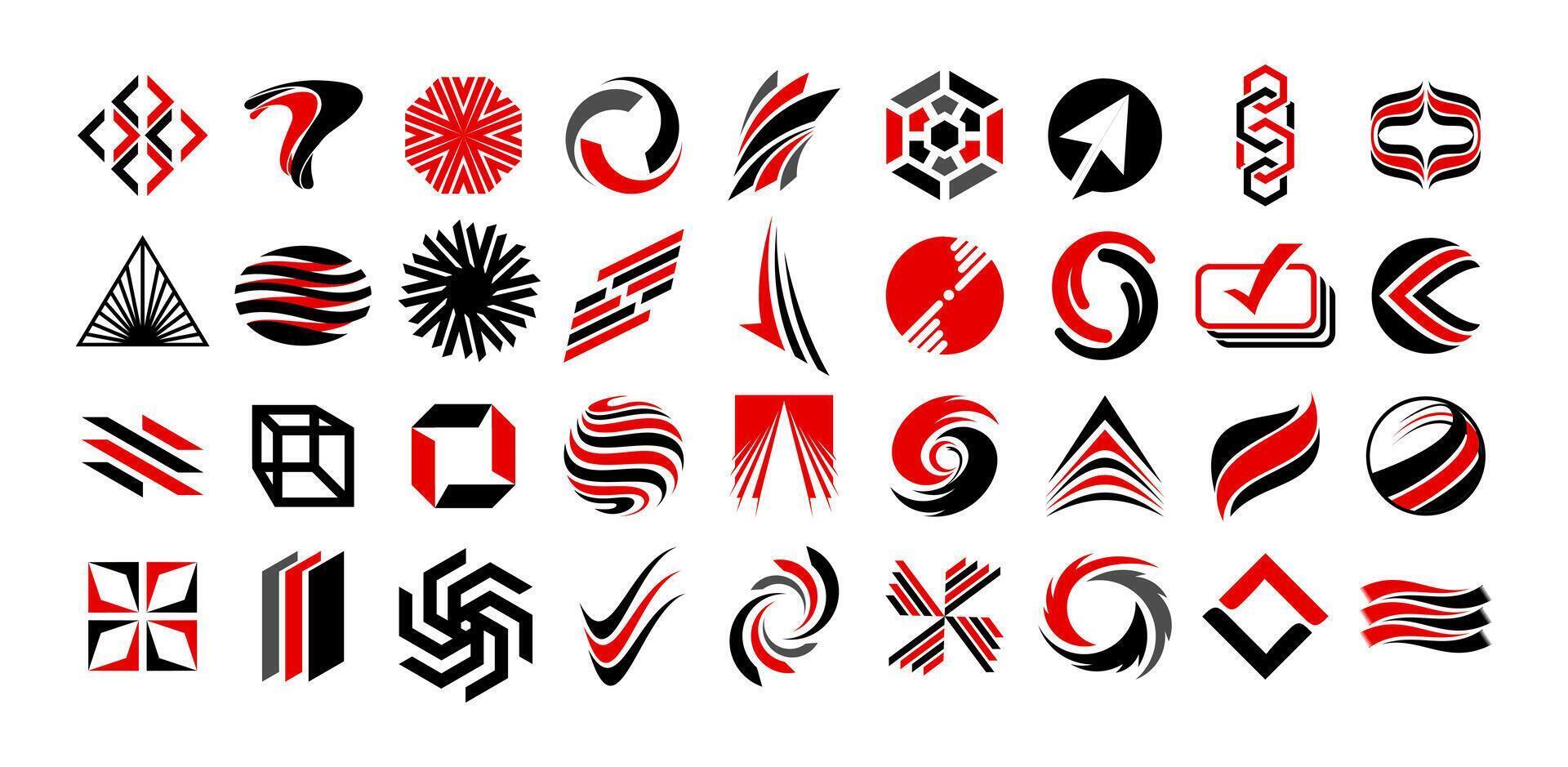 Set of digital technology abstract logo branding vector