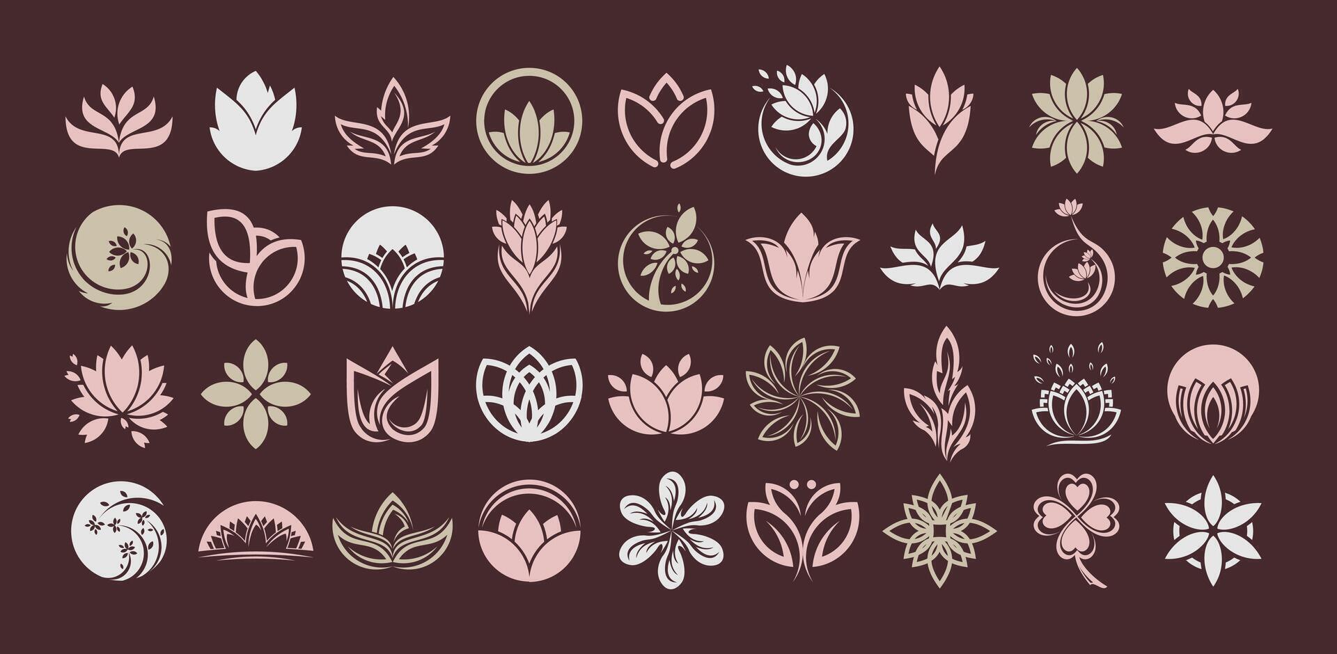 Luxury abstract petal flower logo design set vector