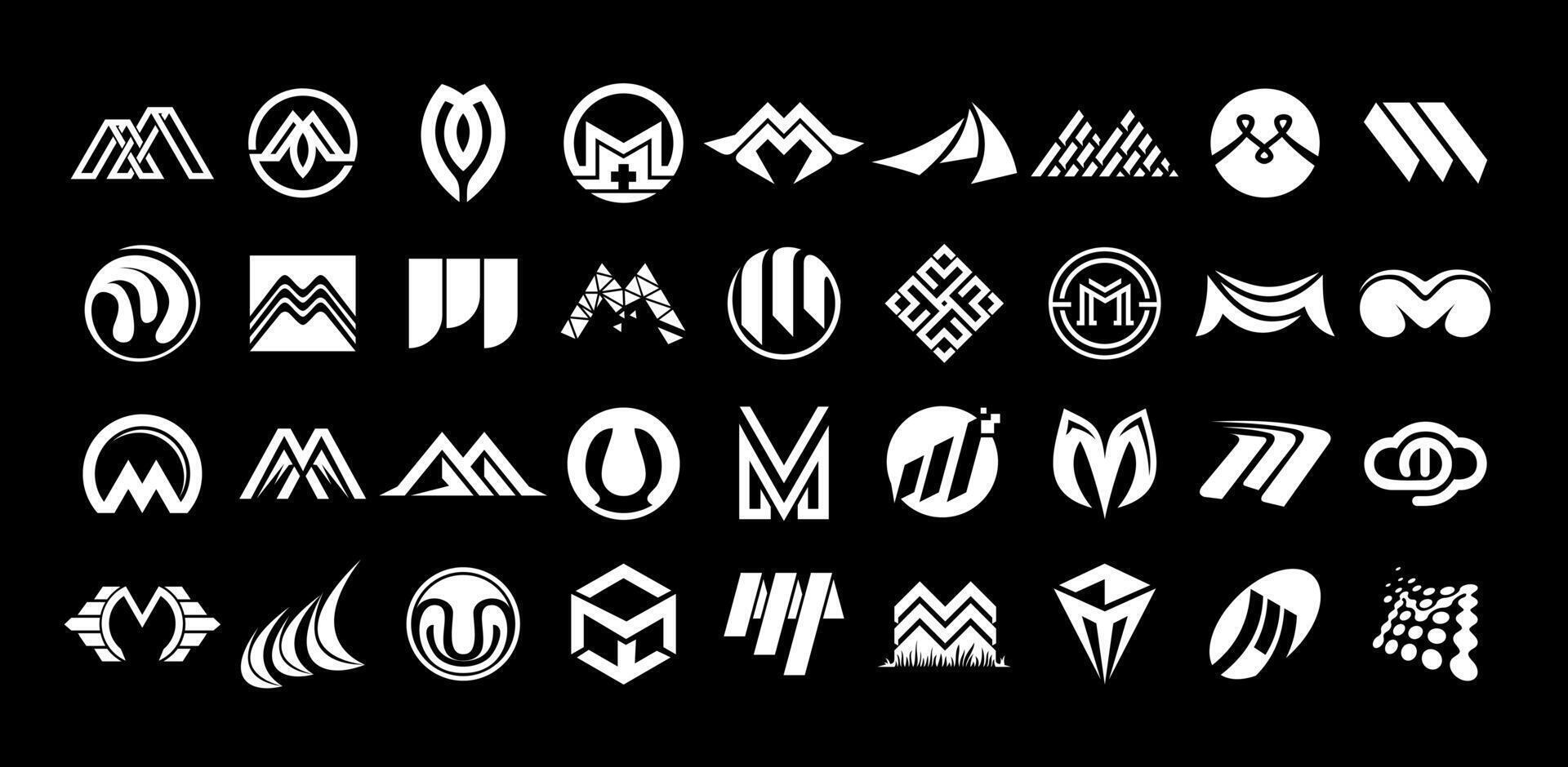Set of modern technology letter M logo vector
