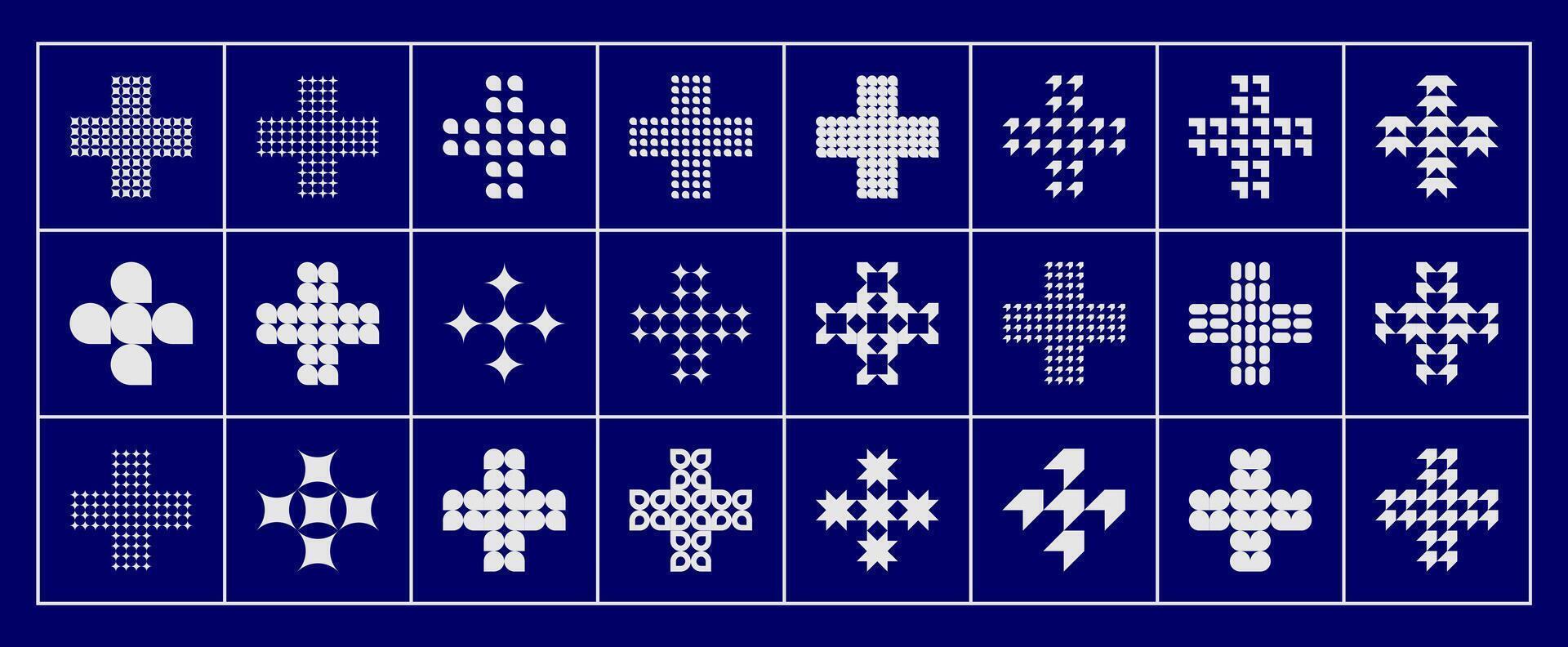 Geometric flat medical cross plus logo set vector