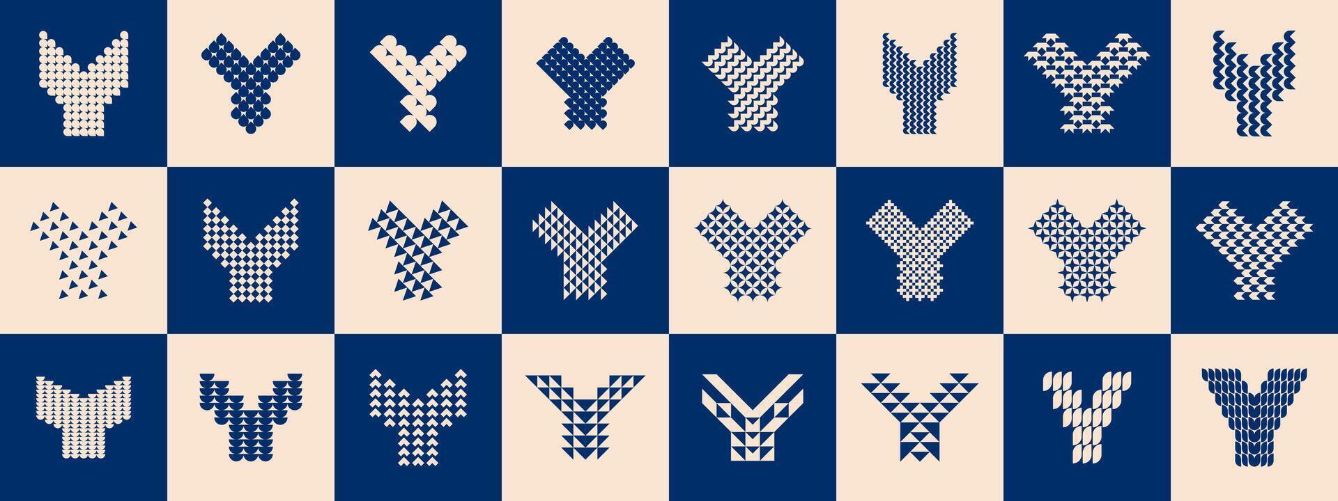 Luxury basic shape letter Y logo graphic set vector