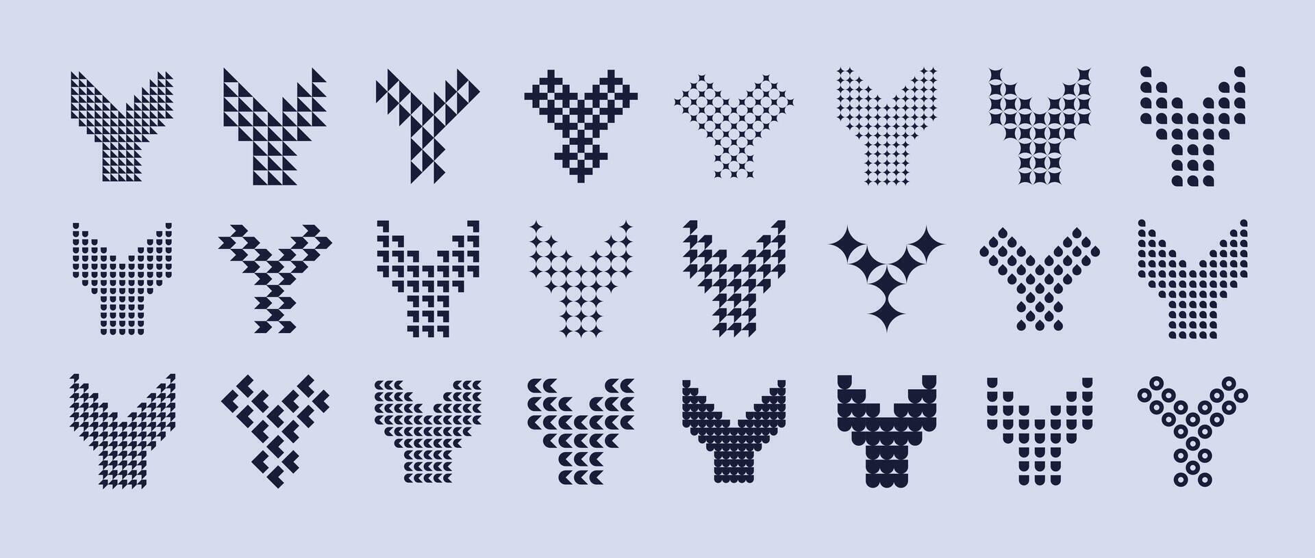 Abstract geometric letter Y logo branding set vector