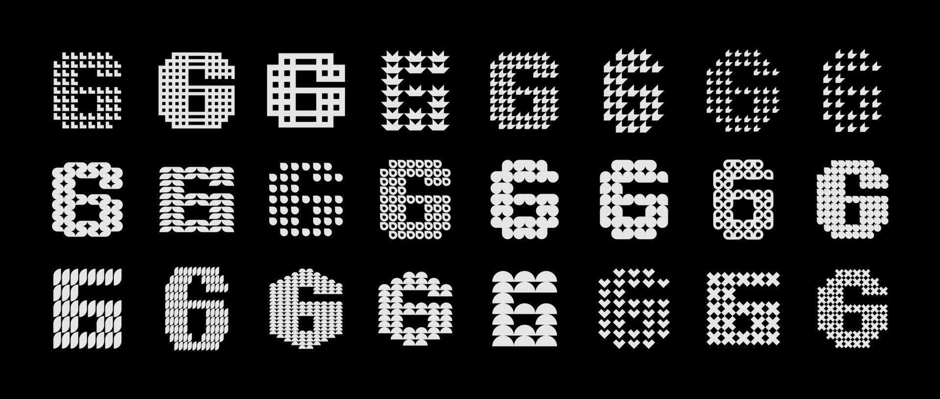 Set of detail abstract number 6 logo design vector