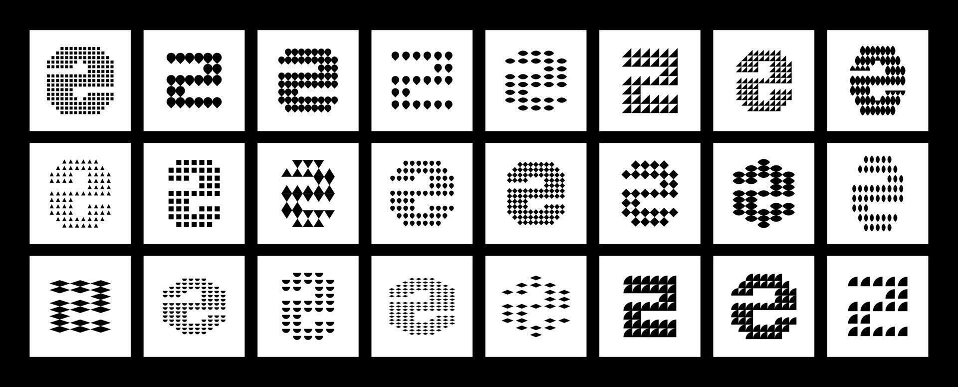 Decorative abstract letter Z logo, number 2 set vector